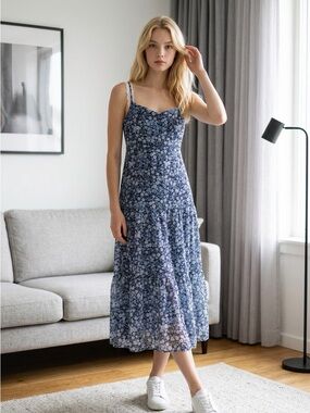 Wallflower Navy Blue Floral Midi Dress